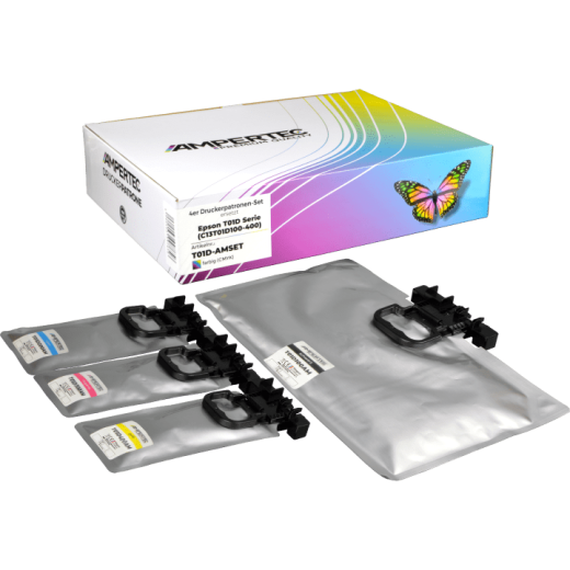 4 Ampertec Tinten ersetzt Epson C13T01D100-400 Multipack KCMY