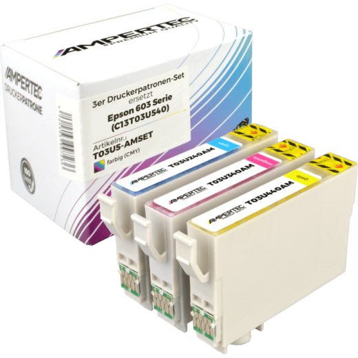 3 Ampertec Tinten ersetzt Epson C13T03U540 603 Multipack CMY