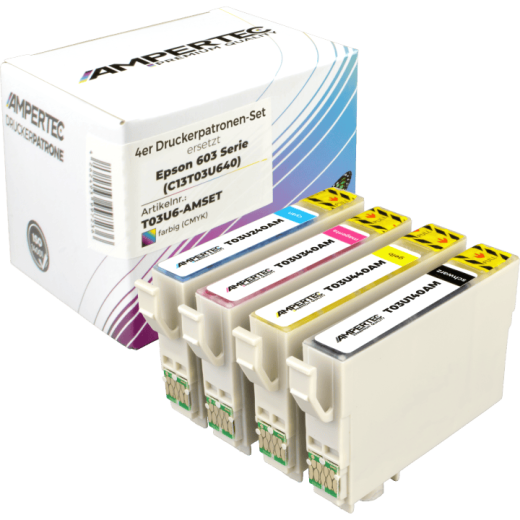 4 Ampertec Tinten ersetzt Epson C13T03U640 603 Multipack KCMY