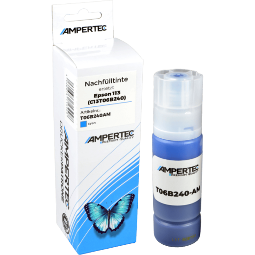 Ampertec Nachfülltinte ersetzt Epson C13T06B240 113 cyan