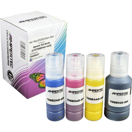 4 kompatible Nachfülltinten ersetzt Epson C13T06B140-440 113 Multipack KCMY