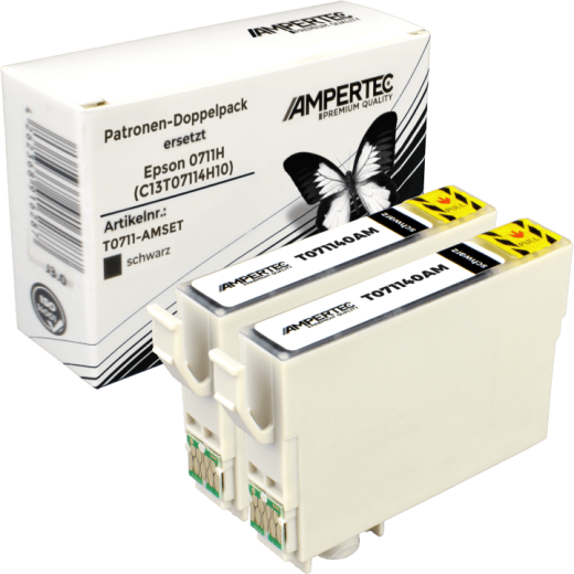 2 Ampertec Tinten ersetzt Epson C13T07114H10 Doppelpack schwarz