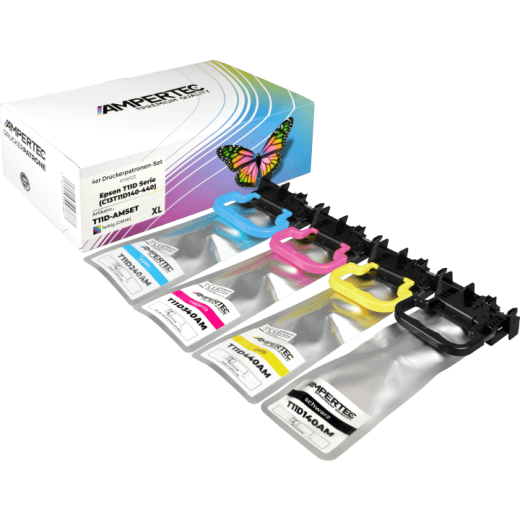 4 Ampertec Tinten ersetzt Epson C13T11D140-440 Multipack KCMY