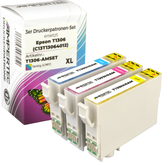 3 Ampertec Tinten ersetzt Epson C13T130640 Multipack CMY