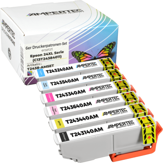 6 kompatible Tinten ersetzt Epson C13T243840 24XL Multipack KCMY LC LM