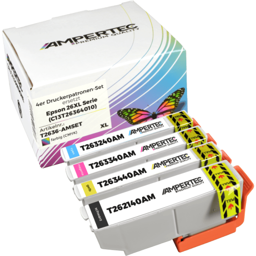 4 kompatible Tinten ersetzt Epson C13T263640 26XL Multipack KCMY