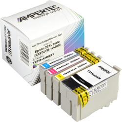4 Ampertec Tinten ersetzt Epson C13T271540+K 27XL...