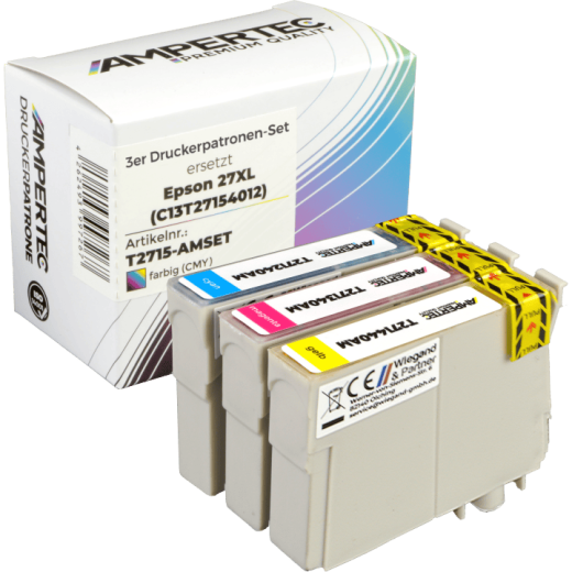 3 Ampertec Tinten ersetzt Epson C13T271540 27XL Multipack CMY
