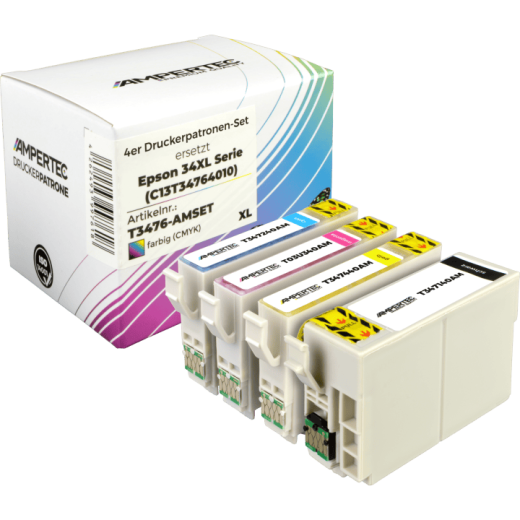 4 kompatible Tinten ersetzt Epson C13T347640 34XL Multipack KCMY