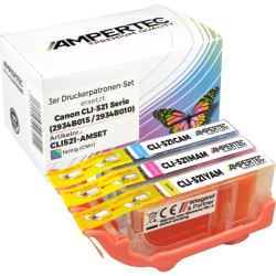 3 Kompatible Tinten ersetzt Canon CLI-521 Multipack CMY