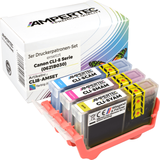 3 Kompatible Tinten ersetzt Canon CLI-8 Multipack CMY