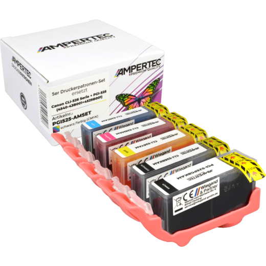 5 Ampertec Tinten ersetzt Canon PGI-525+CLI-526 Multipack KCMY