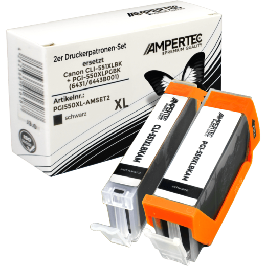 2 Ampertec Tinten ersetzt Canon PGI-550XL+CLI-551XL Doppelpack schwarz