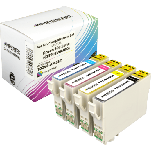 4 kompatible Tinten ersetzt Epson C13T02V640 502 Multipack KCMY