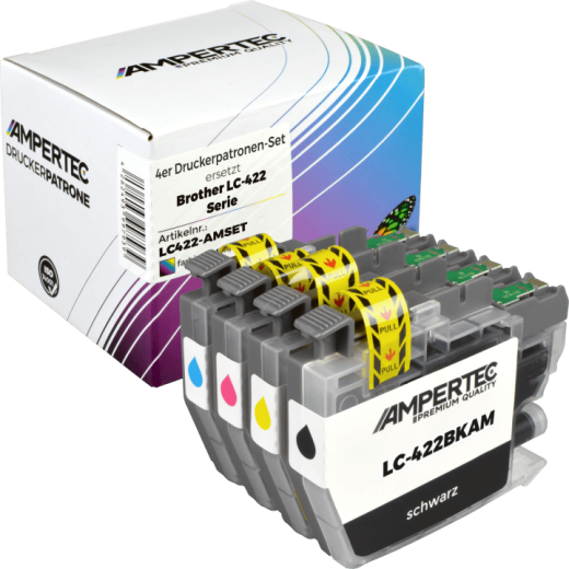 4 kompatible Tinten ersetzt Brother LC-422 Multipack KCMY