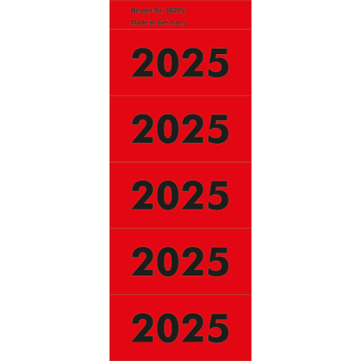 Inhaltsschilder 2025 - selbstklebend, 100 Stück, rot