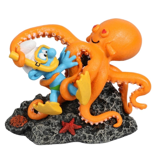 Taucherschlumpf mit Octopus Deko Figur