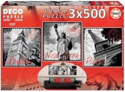 Educa Puzzle 9217096 Big Cities Deco 3 x 500