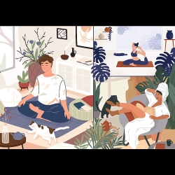 Yoga Cats & Coffee: Peace of Mind / ADOBE