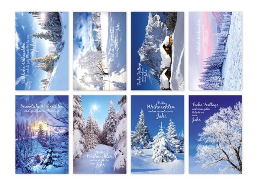 Winterlandschaft Weihnachtskarte 8 fach sortiert