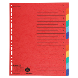 Zahlenregister - 1-12, Karton farbig, A4, 6 Farben,...