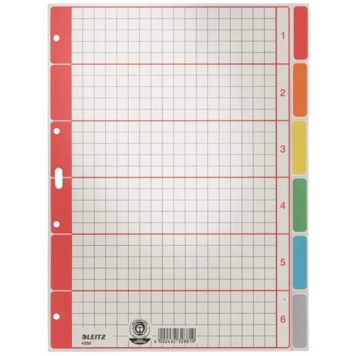 4350 Register - blanko, Karton, farbig bedruckt, A4, 6 Blatt