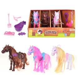 HORSES Pferdestall mit Pferd Pflegeset