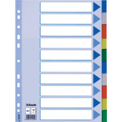 Register - blanko, A4, PP, 10-teilig + Deckblatt, farbig