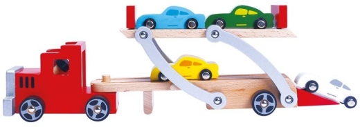 Bino & Mertens Holzautotransporter mit 9 Teilen