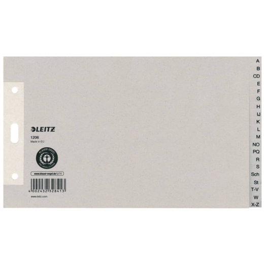 1206 Papierregister A - Z - A5 quer, Überbreit, 100 g/qm, 20 Blatt, grau