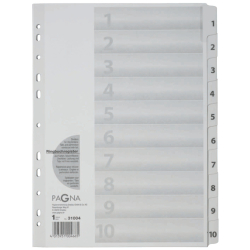 Zahlenregister - 1 - 10, Karton, A4, 10 Blatt, weiß