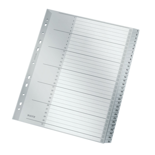 1281 Zahlenregister - 1-31, PP, A4 Überbreite, 31 Blatt, grau