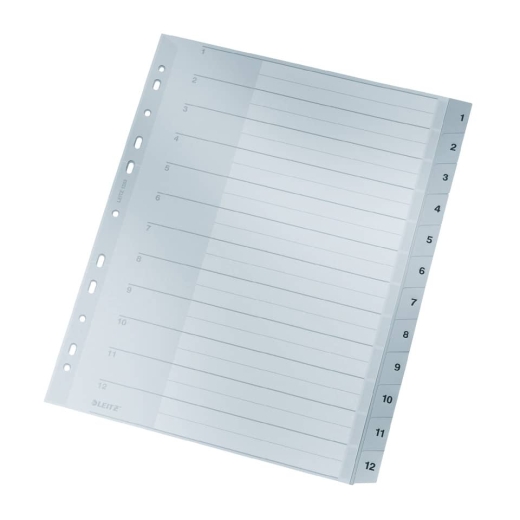 1282 Zahlenregister - 1-12, PP, A4 Überbreite, 12 Blatt, grau