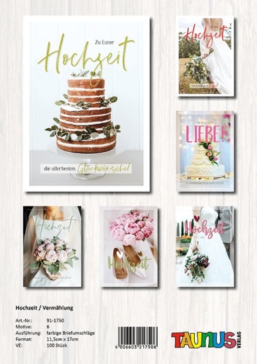 Hochzeitskarten 100 Stück 6 Motive