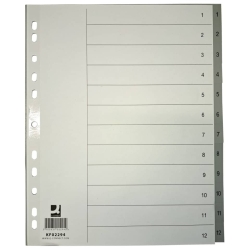 Zahlenregister - 1 - 12, PP, A4 Überbreite, 12...