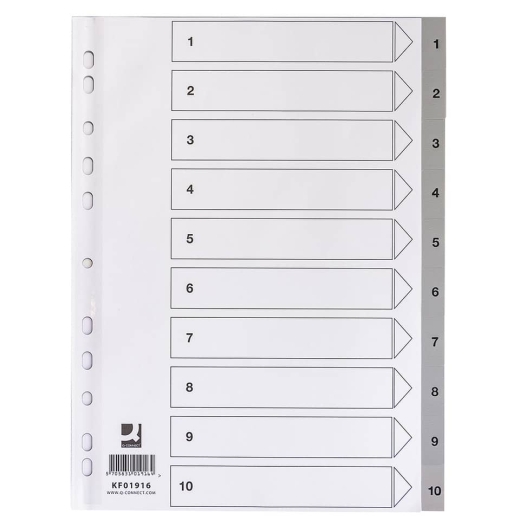 Zahlenregister - 1 - 10, PP, A4, 10 Blatt + Indexblatt, grau