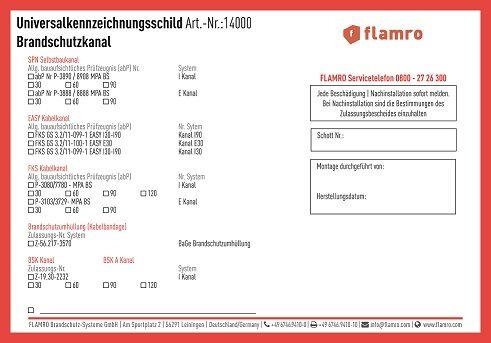 FLAMRO / B.I.O. BRANDSCHUTZ Kennzeichnungsschild 14000 universal