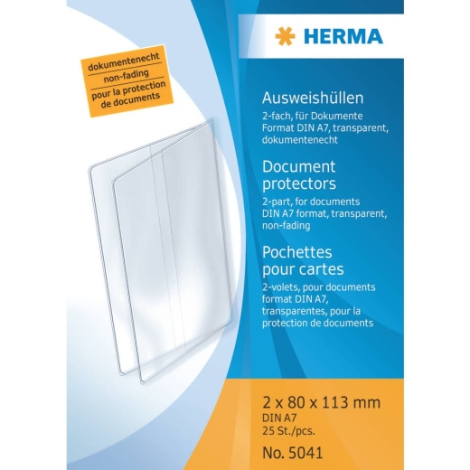 5041 Ausweishüllen - 2x 80x113 mm (A7) Klapphüllen, geprägt, dokumentenecht