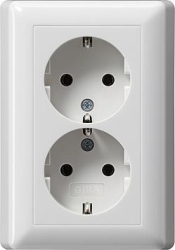GIRA SCHUKO-Doppel-Steckdose 078003 Standard 55 reinweiss