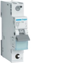 HAGER Leitungsschutzschalter, Automat MBS116 1polig B16A...