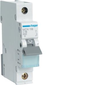 HAGER Leitungsschutzschalter, Automat MCN116 1polig C16A 6kA