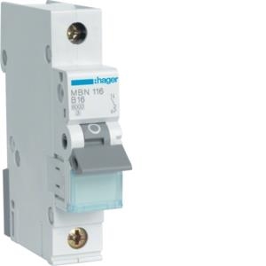 HAGER Leitungsschutzschalter, Automat MBN116 1polig B16A 6kA 1M
