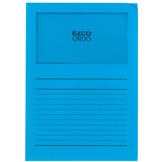 Sichtmappen Ordo classico - blau, 120g, 100 Stück, Sichtfenster und Linien