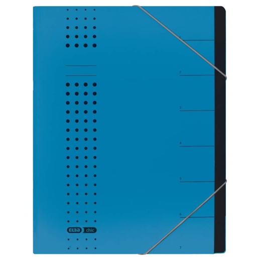 Ordnungsmappe chic - 7 Fächer, A4, Karton (RC), 450 g/qm, blau