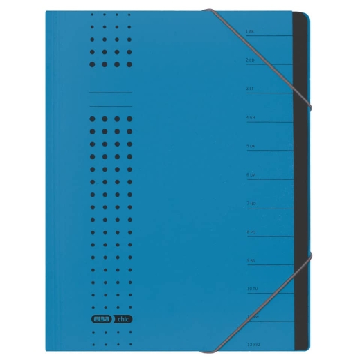 Ordnungsmappe chic - 12 Fächer, A4, Karton (RC), 450 g/qm, blau