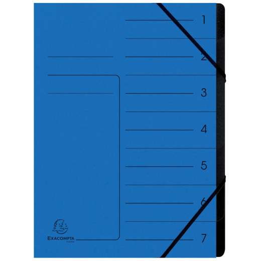 Ordnungsmappe - 7 Fächer, A4, Colorspan-Karton, blau