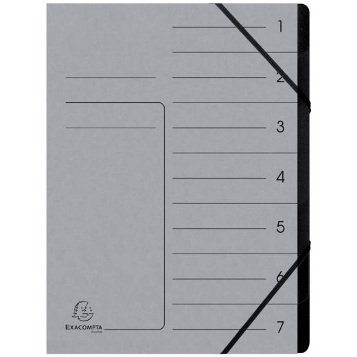 Ordnungsmappe - 7 Fächer, A4, Colorspan-Karton, grau