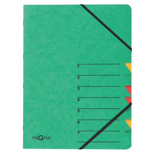 Ordnungsmappe EASY - 7 Fächer, A4, Pressspan, 265 g/qm, grün