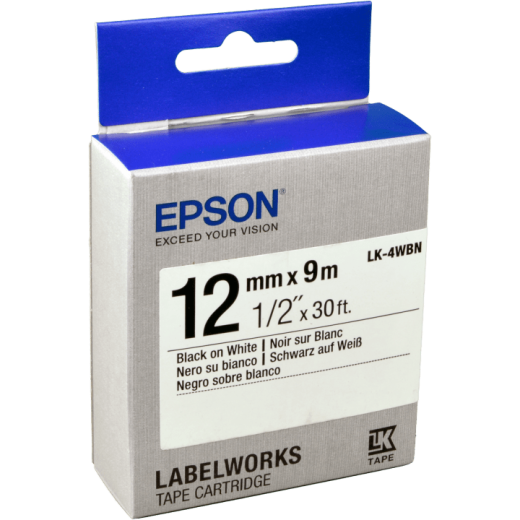 Epson Schriftband LK-4WBN schwarz auf weiß 12mm x 9m