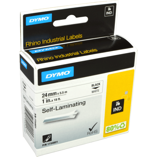 Dymo Label Band IND 1734821 schwarz auf weiß 24mm x 5,5m selbstklebend